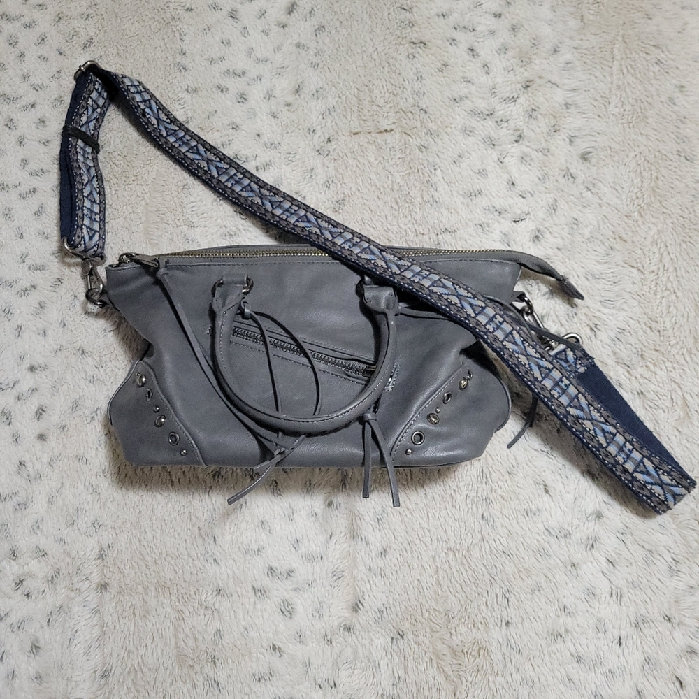 LD Gray Leather Crossbody Bag